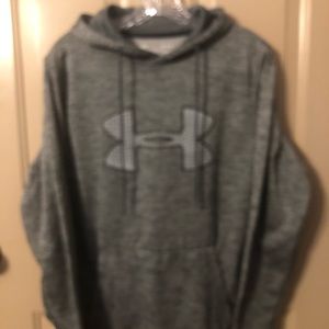 Men’s, under Armour, medium, Coldgear, Hooded sweatshirt, marbled, gray in color